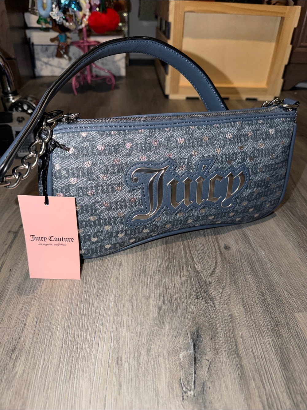 NWT Juicy Couture Blue Logo Shoulder Bag